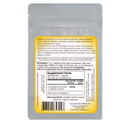 Lewtress Slippery Elm Capsules 500mg - Image 2
