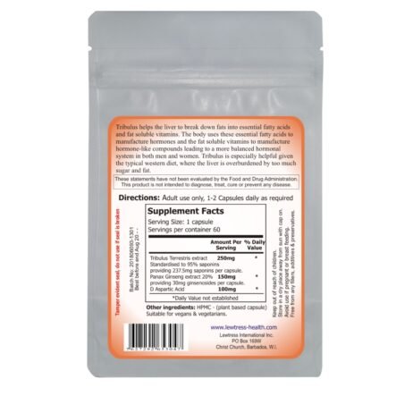 Lewtress Tribulus Terrestris 500mg Capsules - Image 2